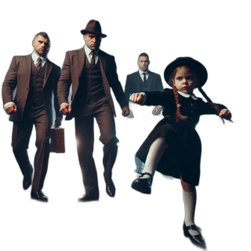 concept art, three, suited, men transparent PNG cut-out