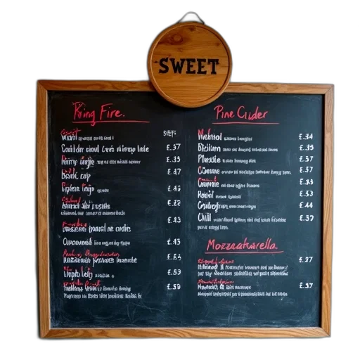 food, chalkboard, menu, various transparent PNG cut-out