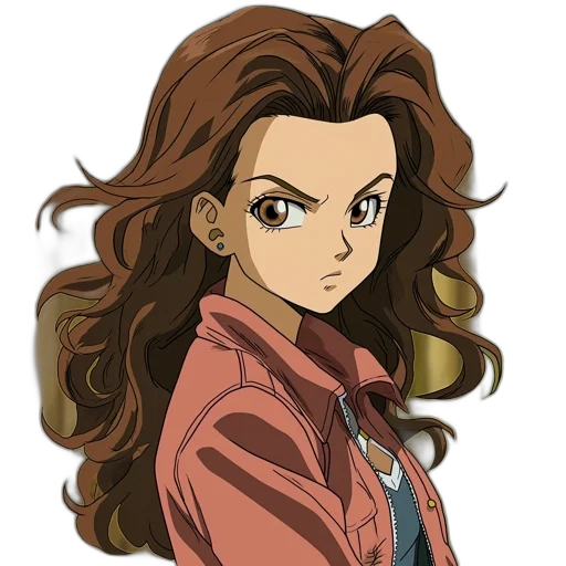 jacket, hair, face, staff transparent PNG cut-out