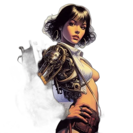 robot, comic book art, concept art, fantasy art transparent PNG cut-out