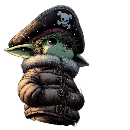 jacket, hat, staff, dragon transparent PNG cut-out