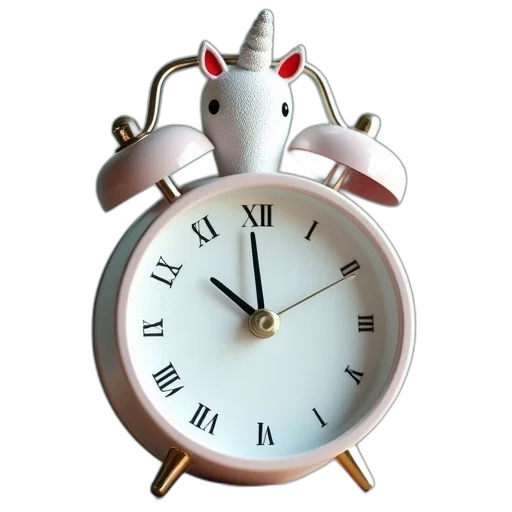 3d render, alarm, clock, white transparent PNG cut-out