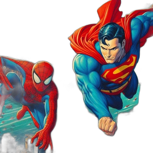 comic book art, concept art, two, renowned transparent PNG cut-out