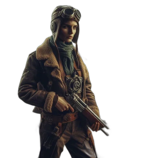jacket, weapon, staff, face transparent PNG cut-out