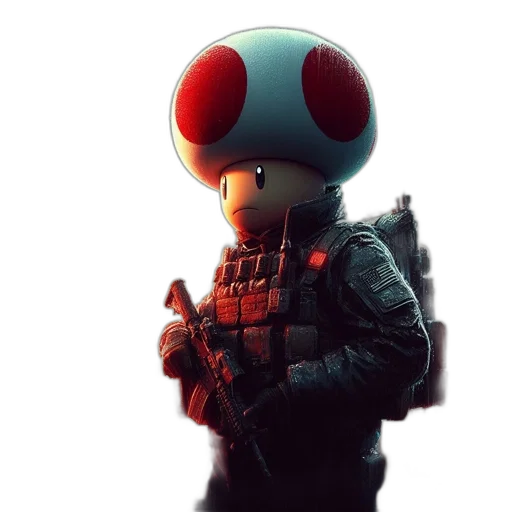 robot, mask, weapon, jacket transparent PNG cut-out