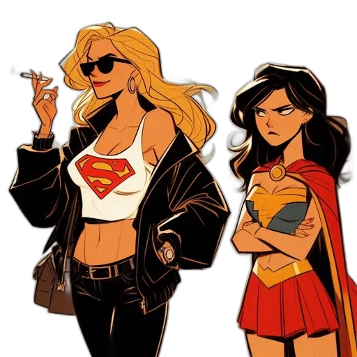 comic book art, concept art, cartoon, two transparent PNG cut-out