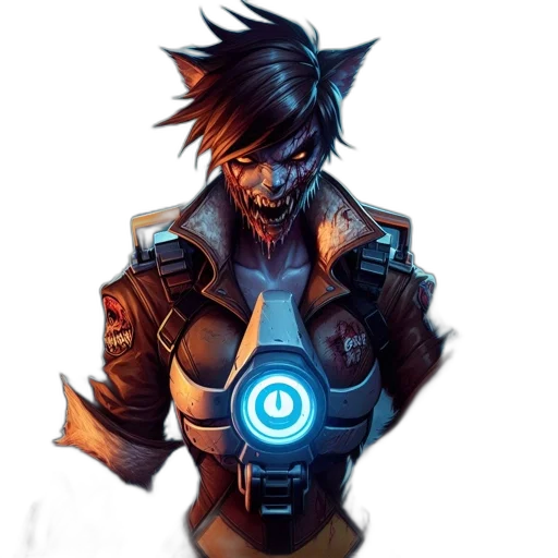 robot, jacket, staff, weapon transparent PNG cut-out