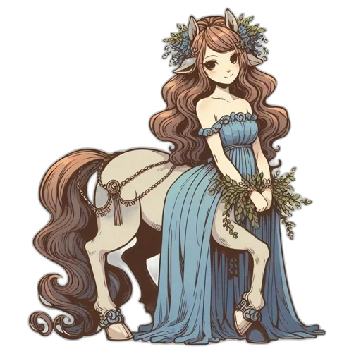 dress, crown, hair, staff transparent PNG cut-out