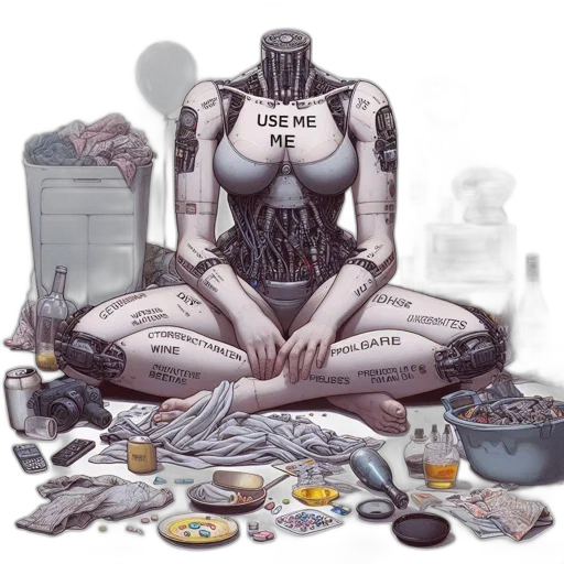 robot, food, cyberpunk, concept art transparent PNG cut-out