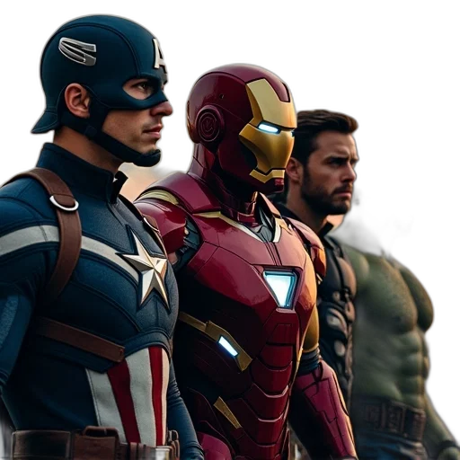 comic book art, concept art, 3d render, avengers transparent PNG cut-out