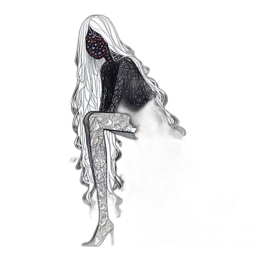 mask, creature, dress, hair transparent PNG cut-out