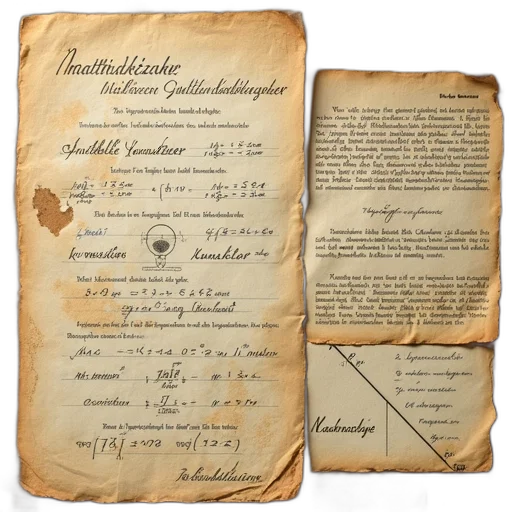 collection, aged, worn-out, papers transparent PNG cut-out