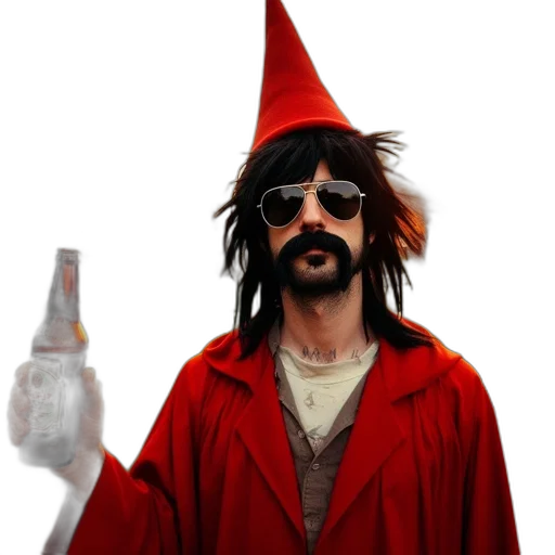 staff, hat, jacket, bottle transparent PNG cut-out