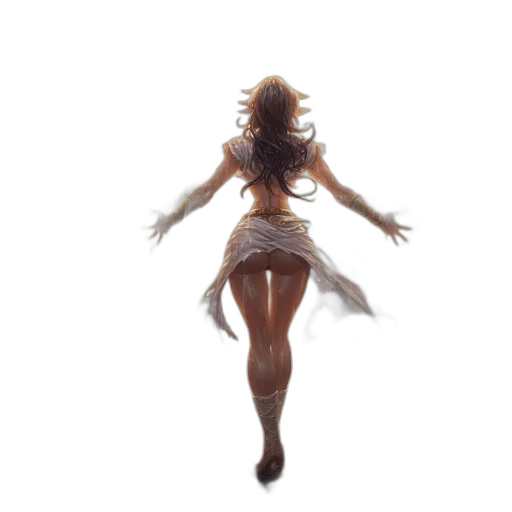dress, hair, 3d render, concept art transparent PNG cut-out