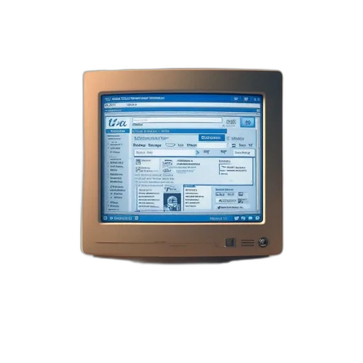 old, computer, setup, shows transparent PNG cut-out