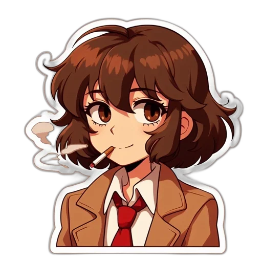 jacket, staff, face, hair transparent PNG cut-out