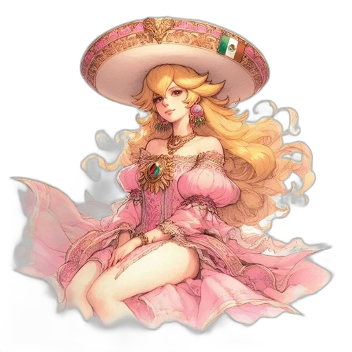 hat, dress, fantasy art, pixel art transparent PNG cut-out