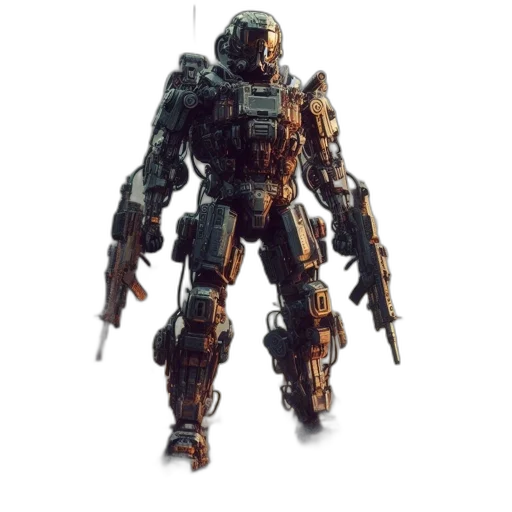 robot, weapon, 3d render, concept art transparent PNG cut-out