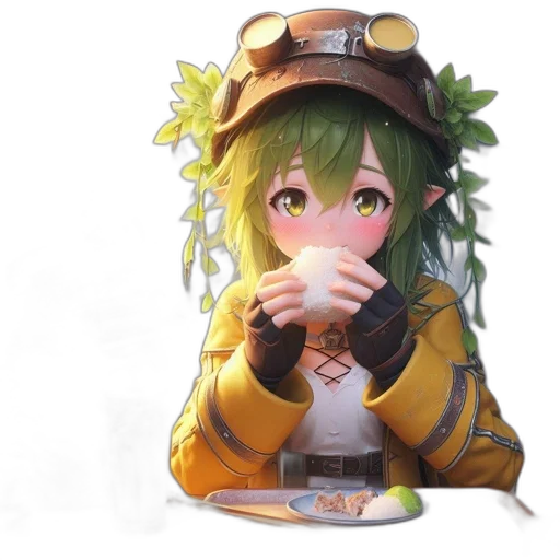 staff, hat, food, face transparent PNG cut-out