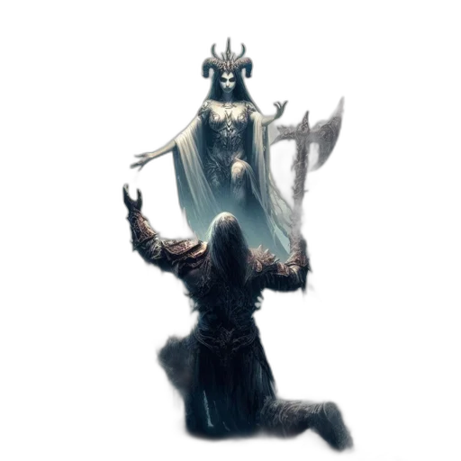 crown, creature, staff, sword transparent PNG cut-out