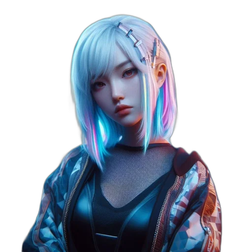robot, jacket, cyberpunk, vaporwave transparent PNG cut-out