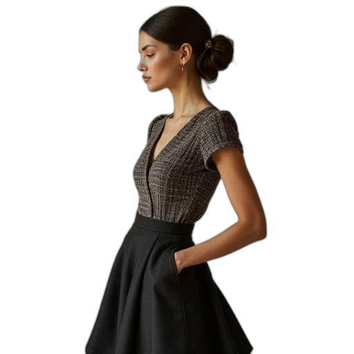 dress, monochrome, dark, donna transparent PNG cut-out