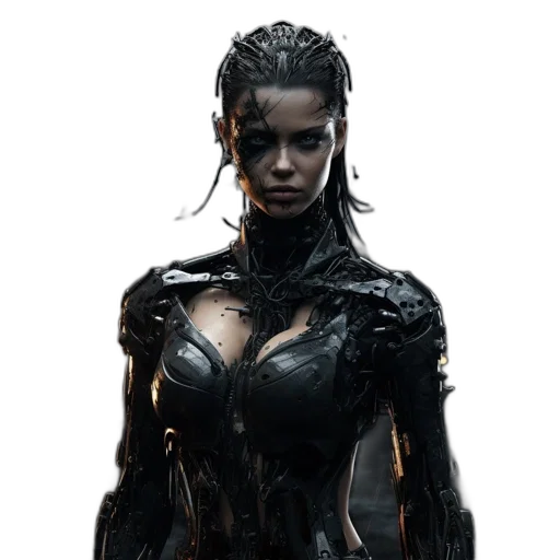 concept art, comic book art, cyberpunk, photorealistic transparent PNG cut-out