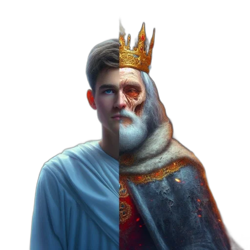 crown, staff, face, sword transparent PNG cut-out
