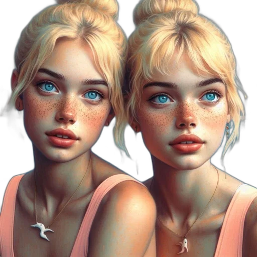 face, jewelry, hair, photorealistic transparent PNG cut-out