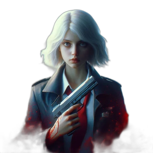 jacket, face, weapon, staff transparent PNG cut-out