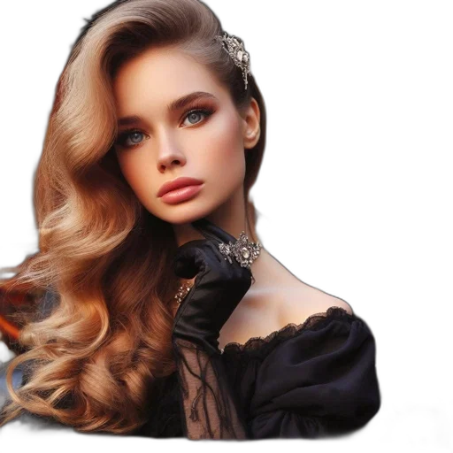 hair, jewelry, dress, face transparent PNG cut-out
