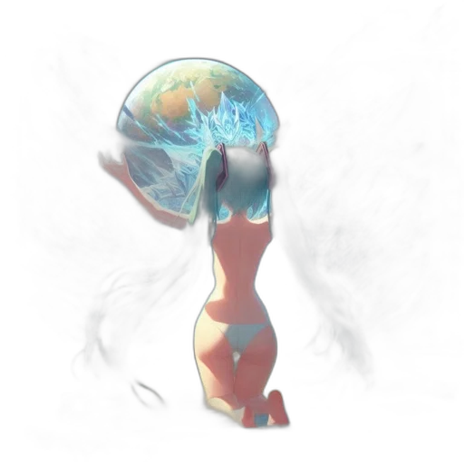 robot, crown, hair, staff transparent PNG cut-out