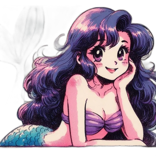 hair, dress, watercolor, vaporwave transparent PNG cut-out