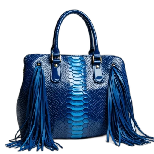 blue, snakeskin, handbag, fringes transparent PNG cut-out