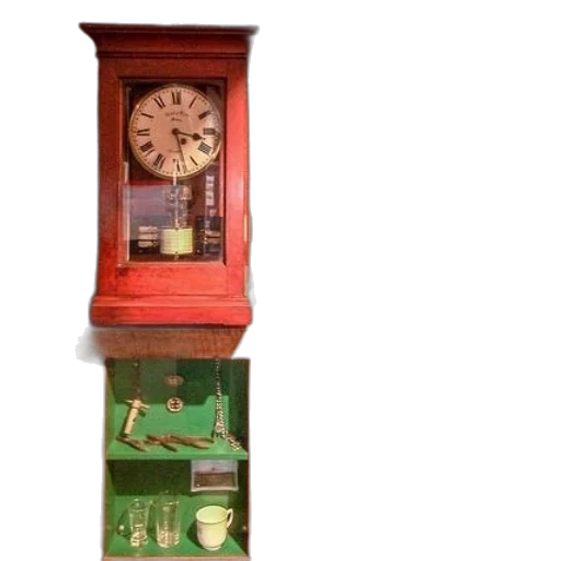 furniture, 3d render, red, clock transparent PNG cut-out
