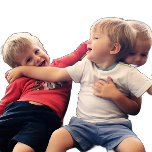 3d render, three, siblings, armchair transparent PNG cut-out
