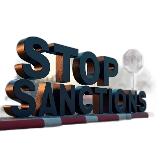 stop, sanctions, word, black transparent PNG cut-out
