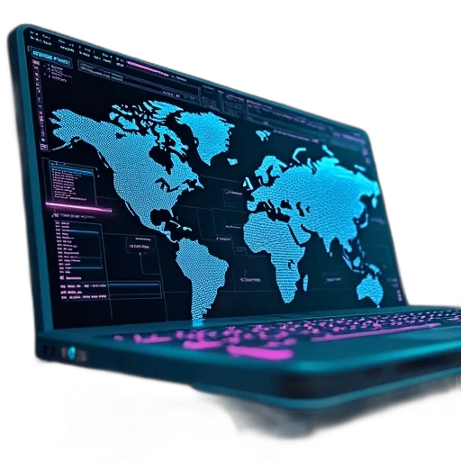 3d render, cyberpunk, futuristic, computer transparent PNG cut-out