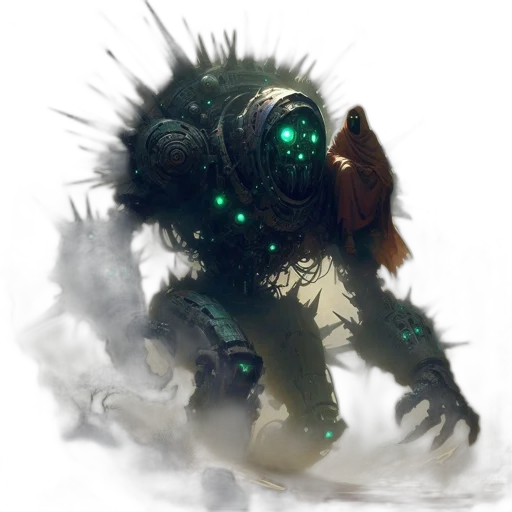 creature, robot, dragon, staff transparent PNG cut-out