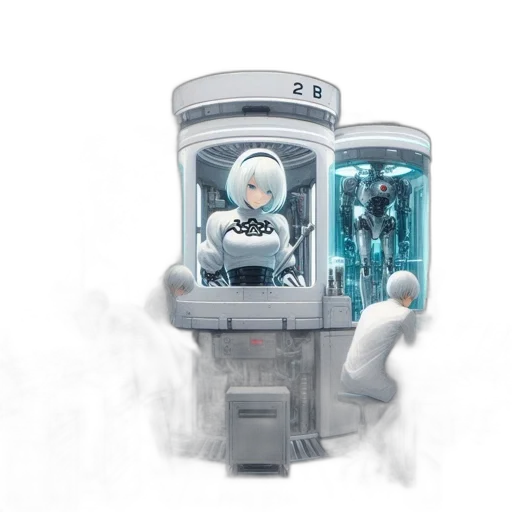 robot, concept art, 3d render, pixel art transparent PNG cut-out