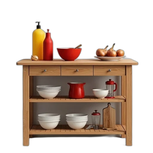 furniture, 3d render, wooden, kitchen transparent PNG cut-out