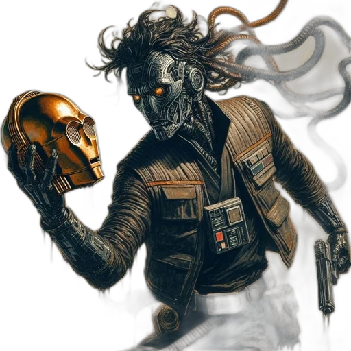 mask, robot, jacket, concept art transparent PNG cut-out