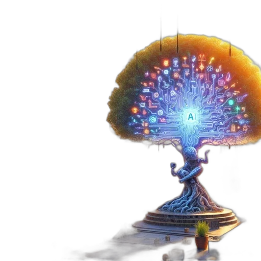 crown, tree, umbrella, robot transparent PNG cut-out