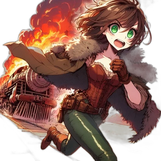 weapon, jacket, dragon, staff transparent PNG cut-out