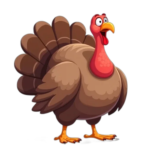animal, cartoon, turkey, large transparent PNG cut-out