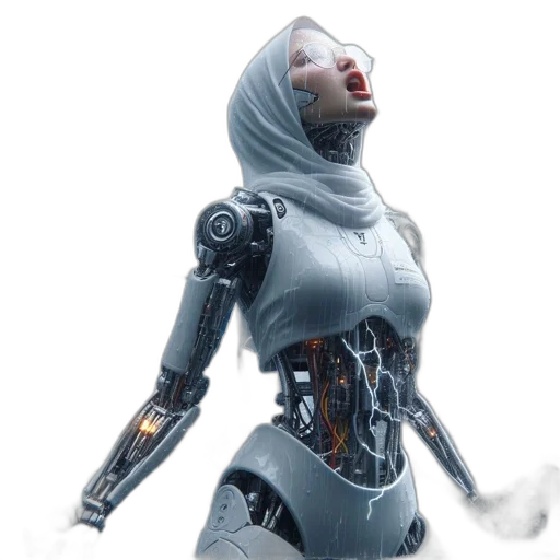 robot, dress, face, concept art transparent PNG cut-out