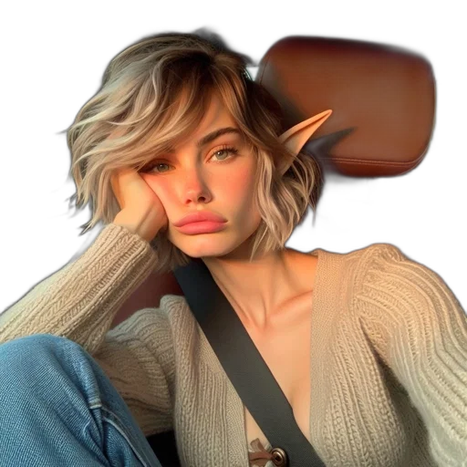 hair, face, jacket, hat transparent PNG cut-out