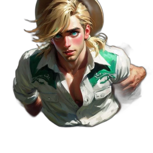 jacket, face, hat, staff transparent PNG cut-out