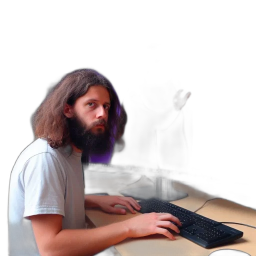 staff, hair, face, robot transparent PNG cut-out