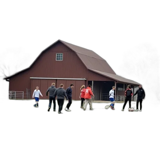 building, staff, umbrella, 3d render transparent PNG cut-out